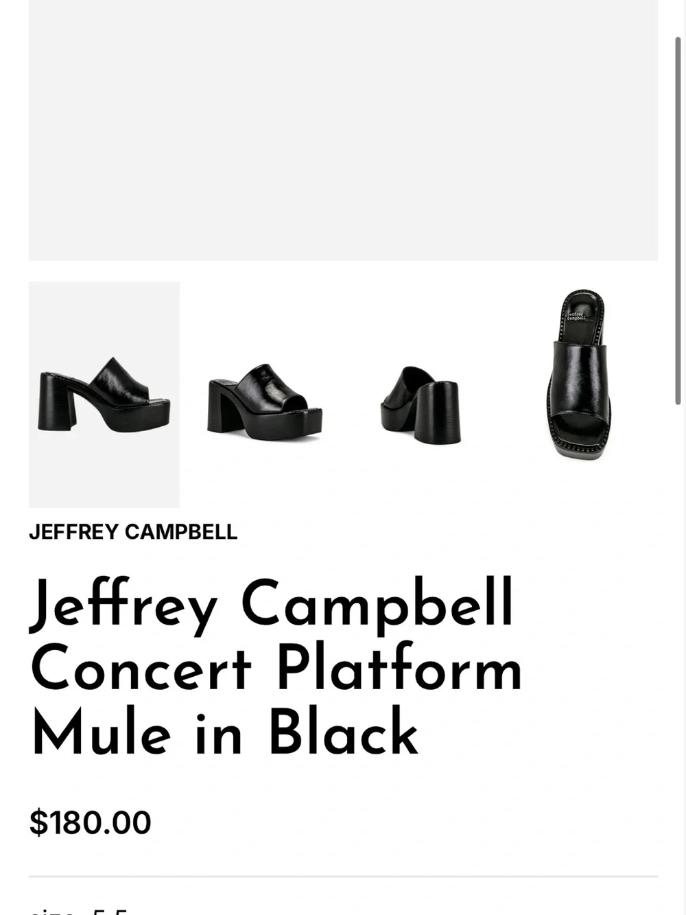 Jeffrey Campbell Black Leather concert Platform Open-Toe Mules